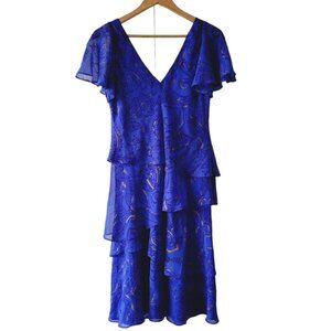 Lauren Ralph Lauren Blue Tiered Ruffle Dress